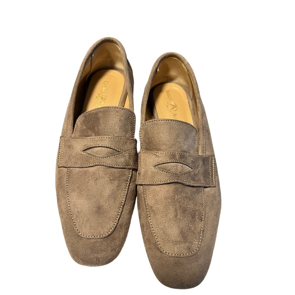 Seaside Avenue Viterbo Women’s Taupe Penny Loafers Slip On Flats Shoes EUC Sz 7